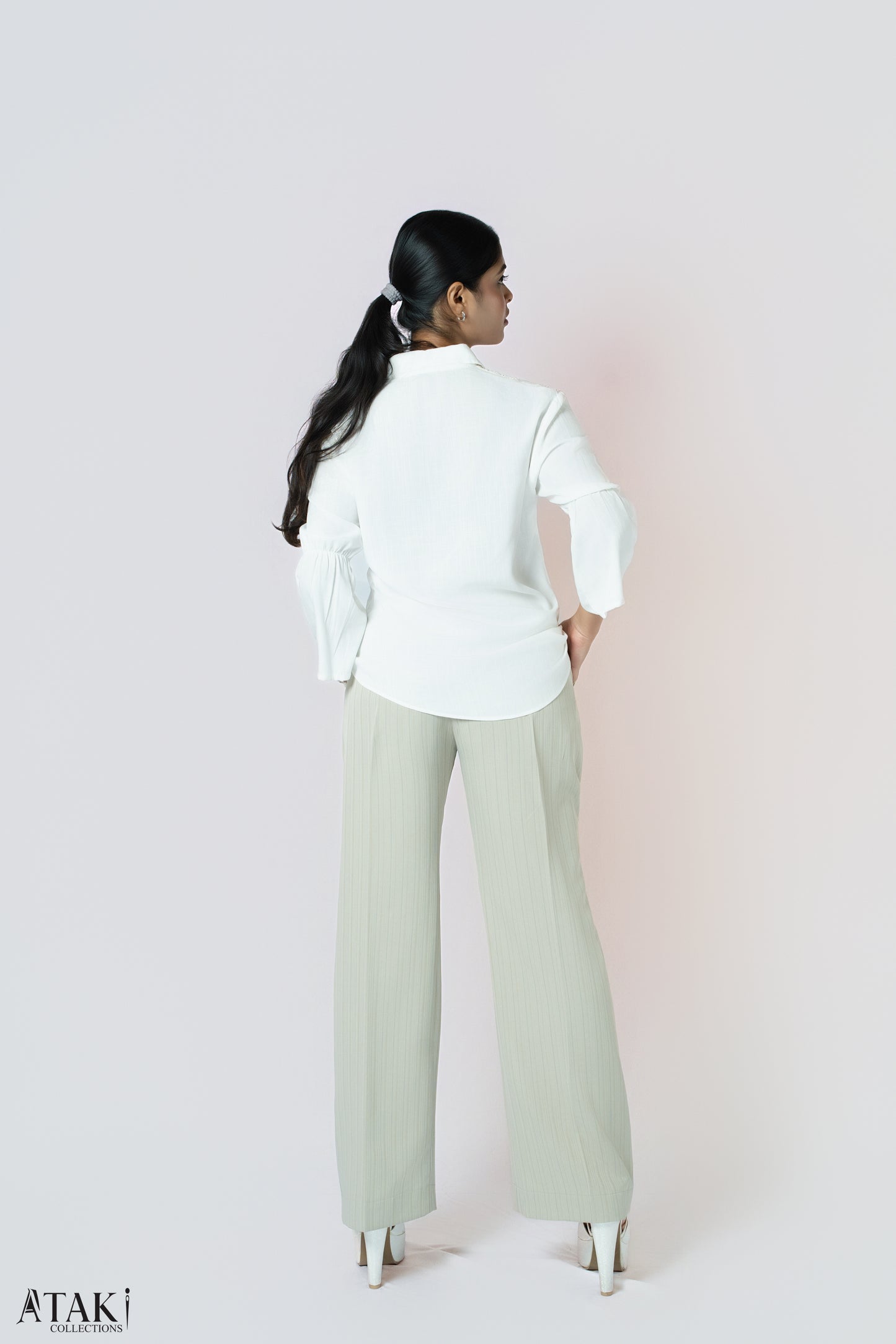 Ivory Textured Panel Blouse