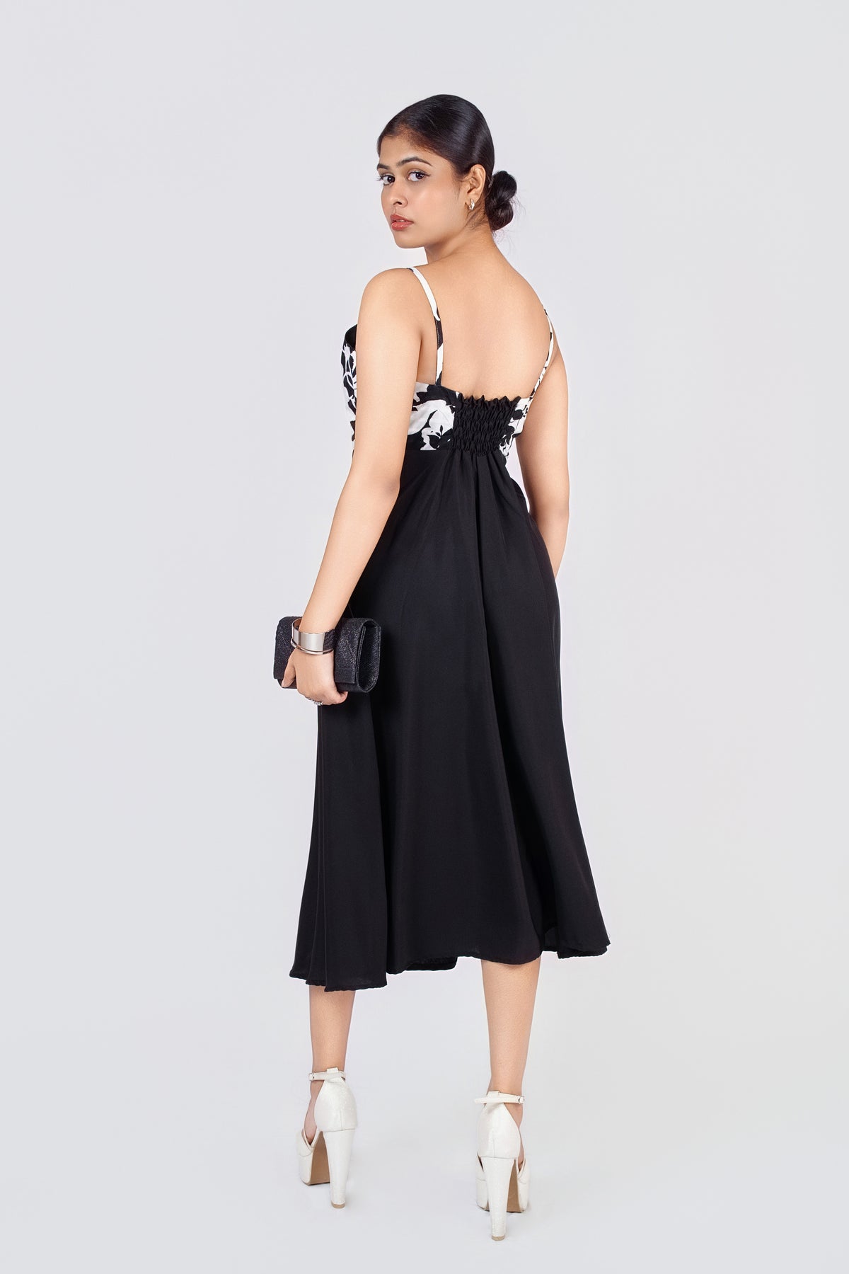 Noir Petal Midi Dress