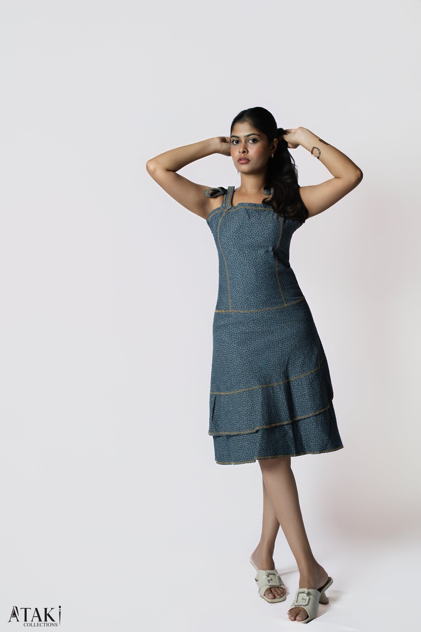 Indigo Whisper Tiered Dress