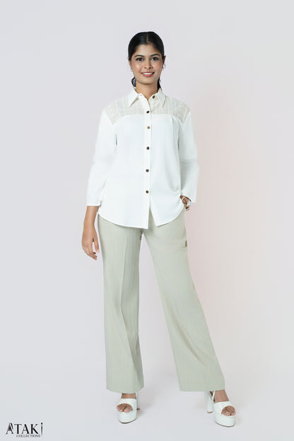 Ivory Textured Panel Blouse