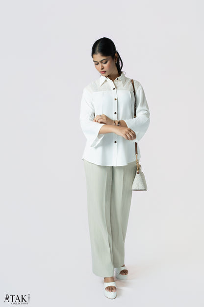 Ivory Textured Panel Blouse