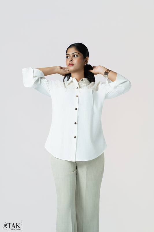 Ivory Textured Panel Blouse